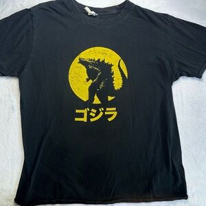 Vintage Godzilla Men’s Black Yellow T Shirt Graphic Tee Size Large
